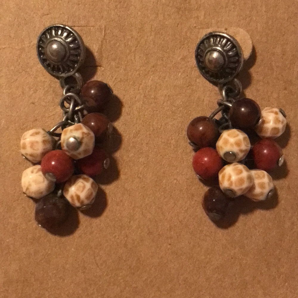 Beaded Bunch Dangle Earrings-Neutral Colors